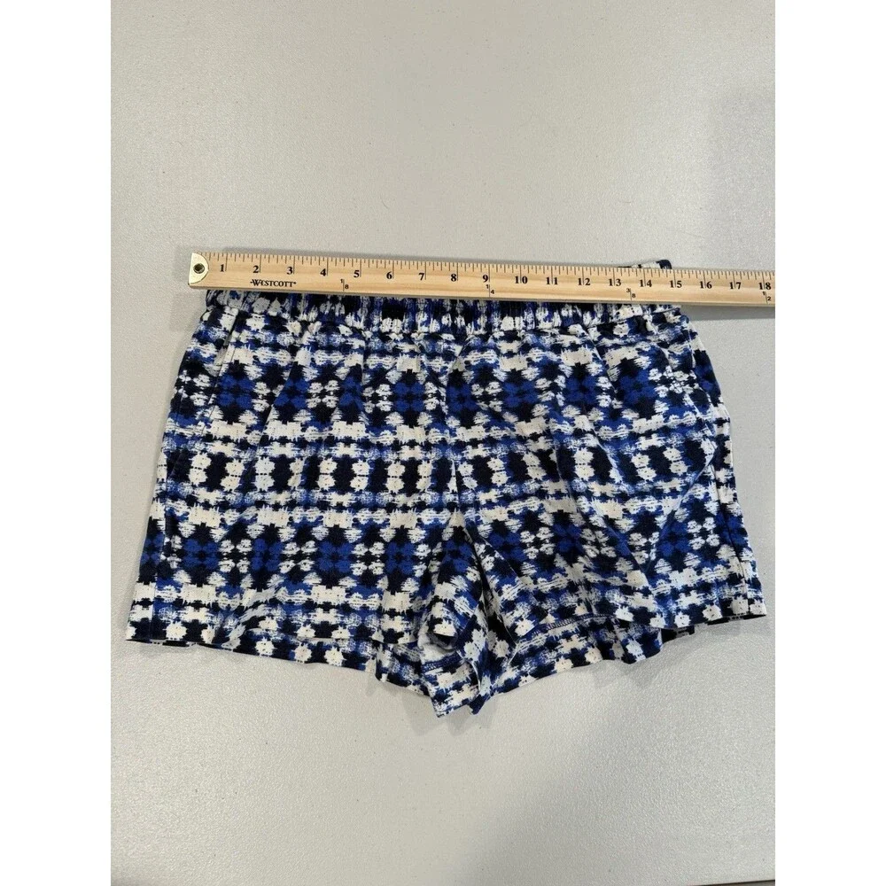 J Crew Shorts Womens 8 Geometric Linen Cotton Pockets Travel Coastal Euro Summer